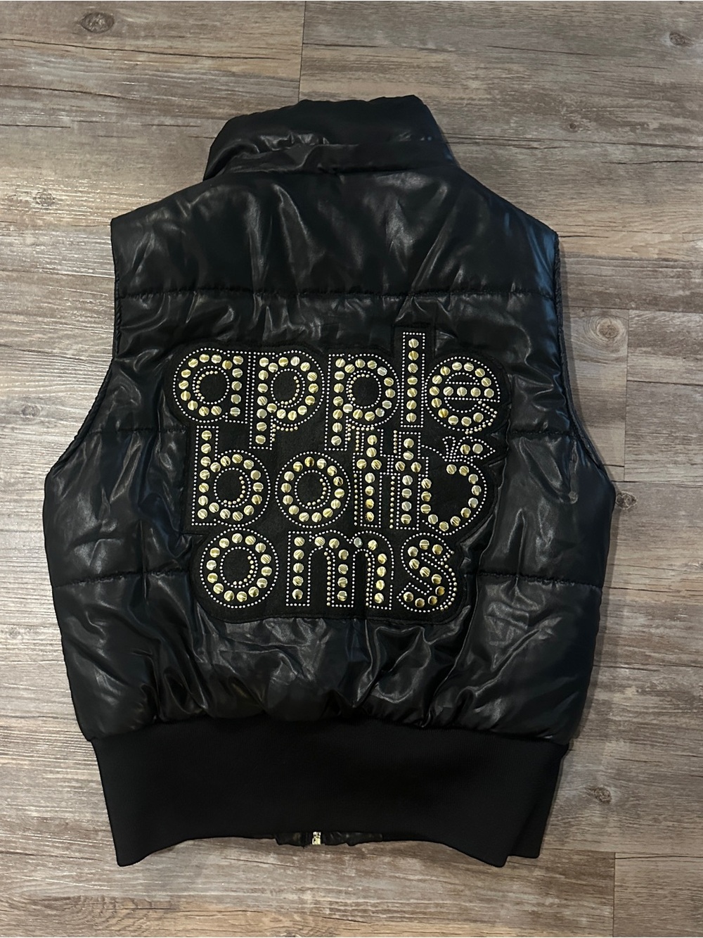 Apple Bottoms Black Puffer Vest with Studded Logo Design